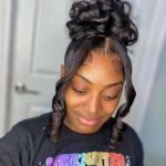 Pure human hair frontal 12inches  paired with a queen messy bun