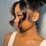 Pure human hair frontal 12inches  paired with a queen messy bun